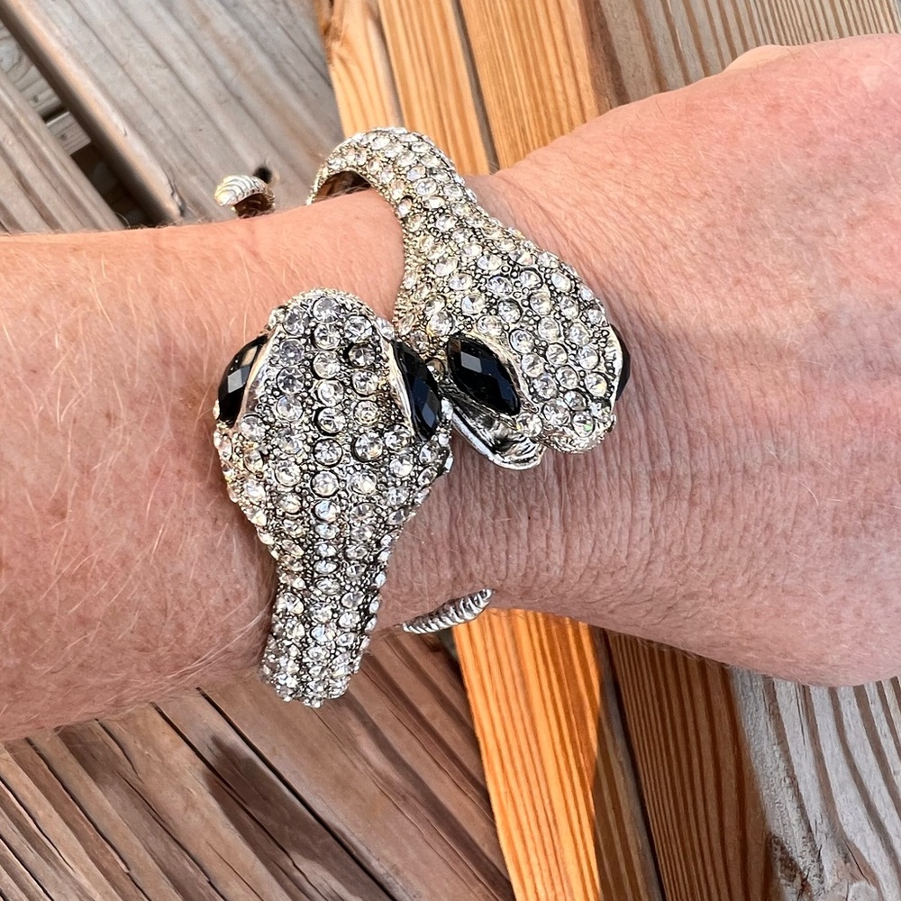 - Double Rattlesnake Bling Hinge Cuff! NEW! - Picture 6 of 15